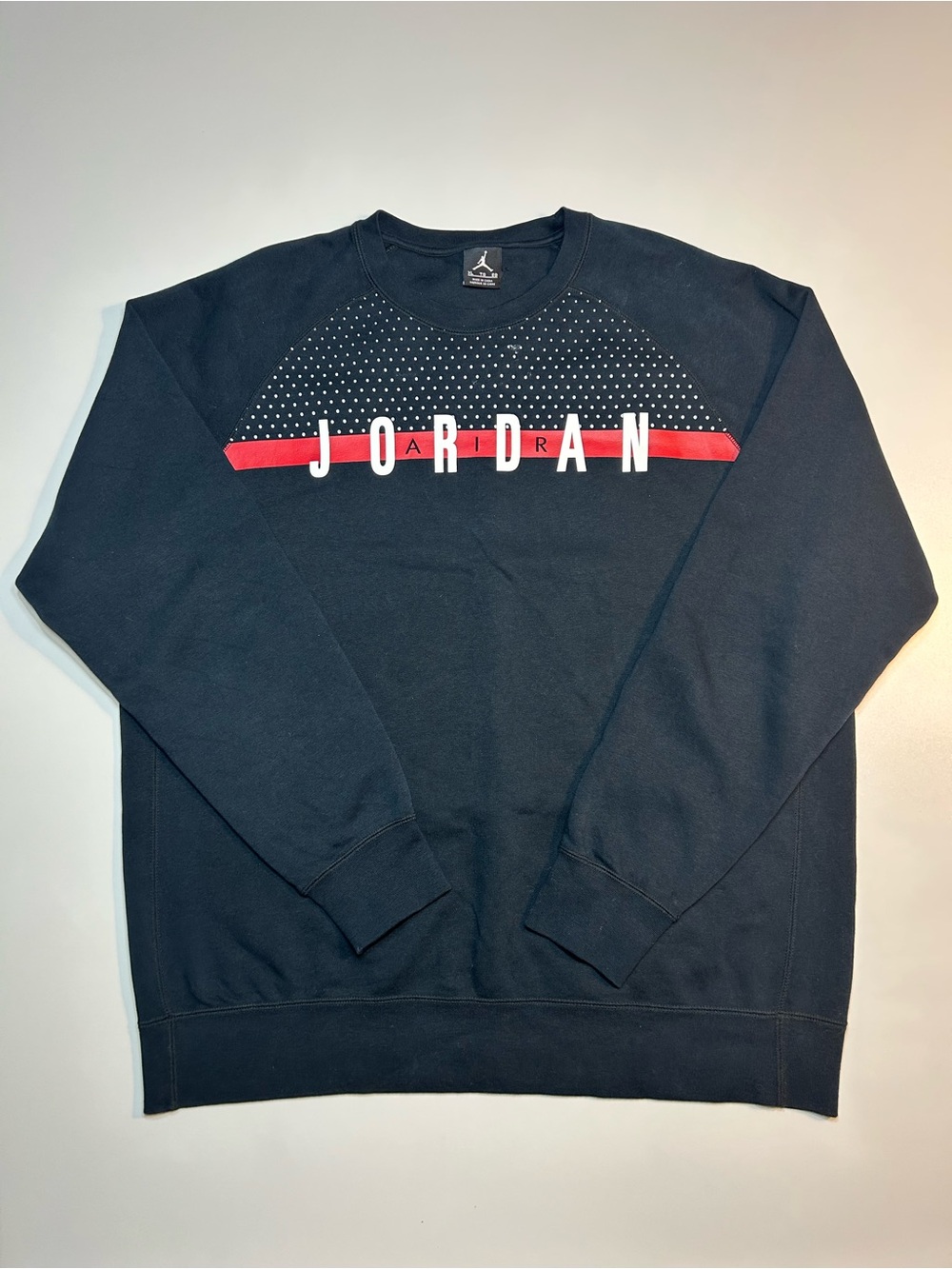 Jordan Seasonal Graphic Crew Black Polka Dot Red Stripe Crewneck Sweatshirt